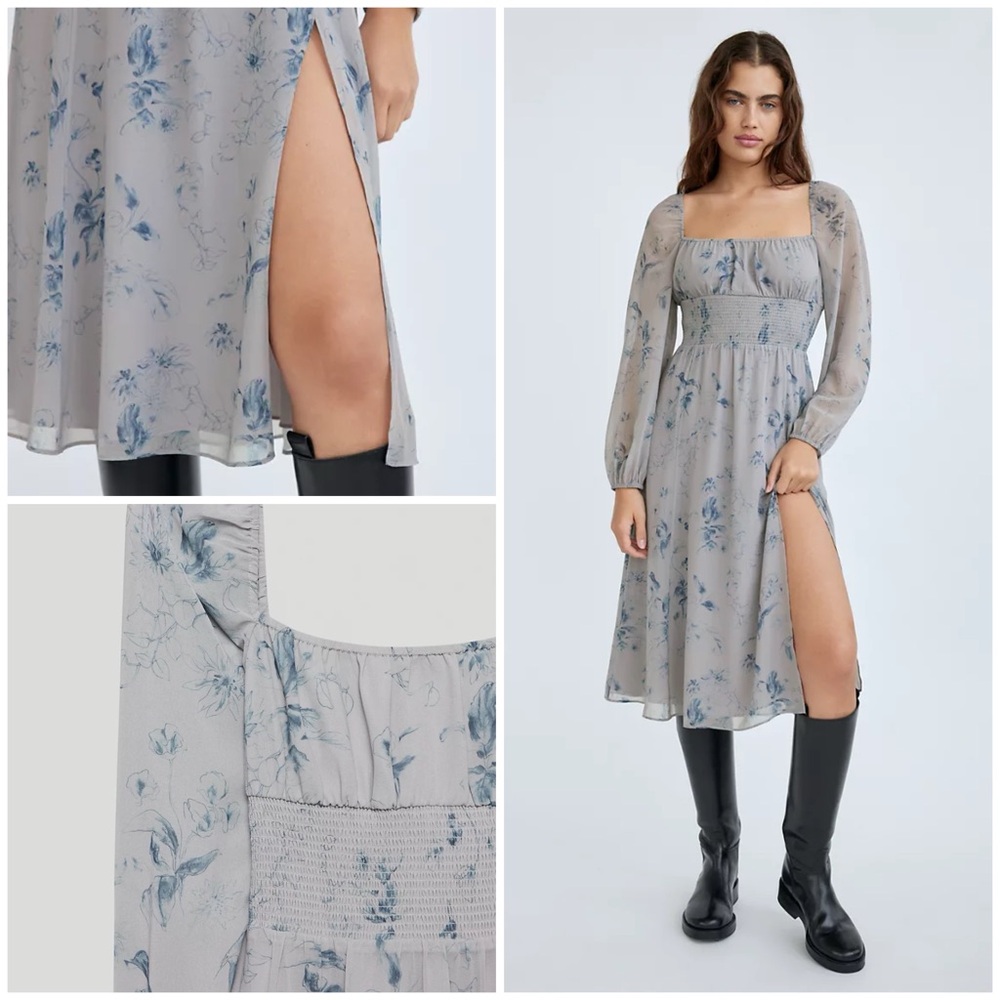 Aritzia Wilfred Bella Slit Dress in Dry Basil/Granite Size S